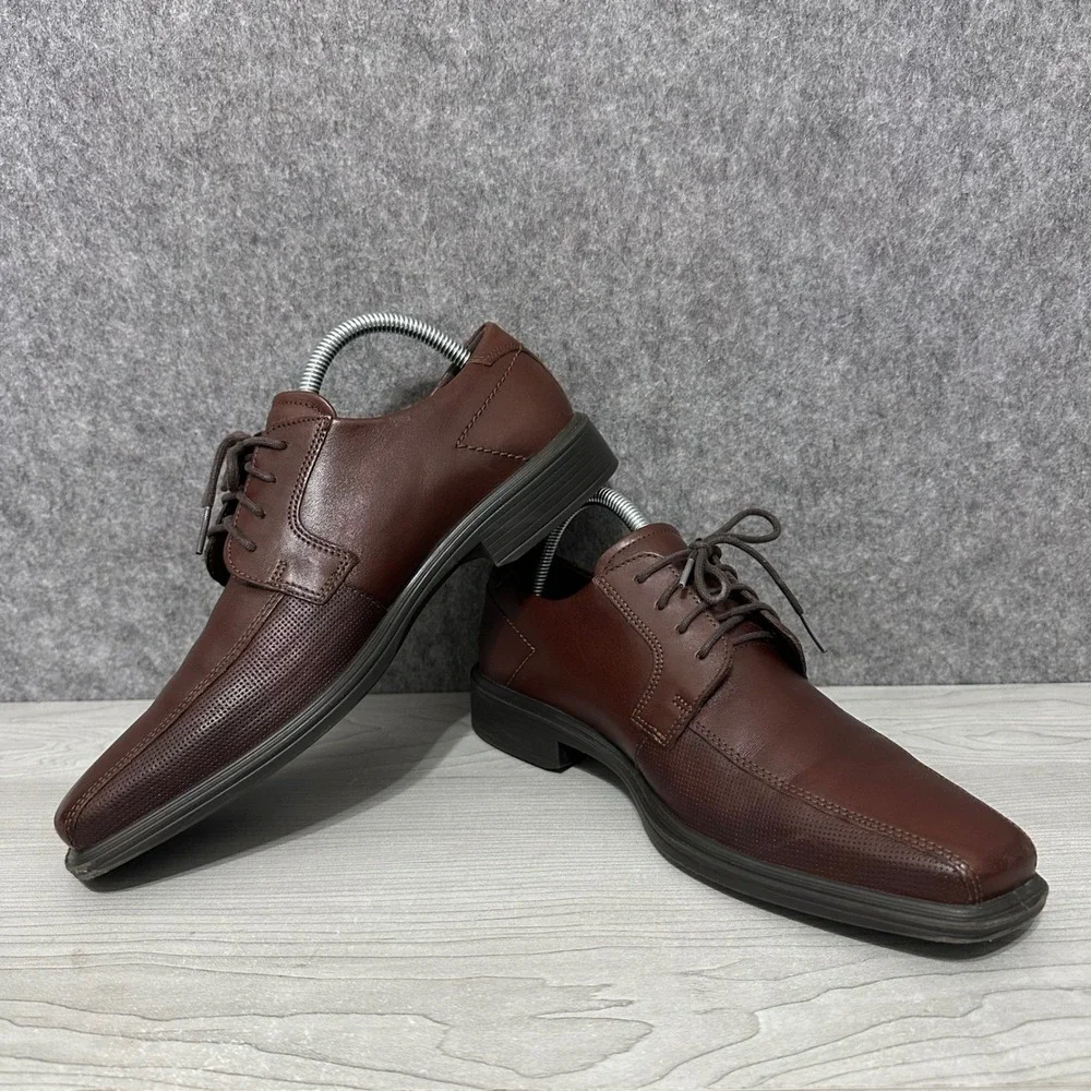 ECCO Minneapolis Perf Bike Tie Men's Size 6 Brown‎ Leather Dress Shoes